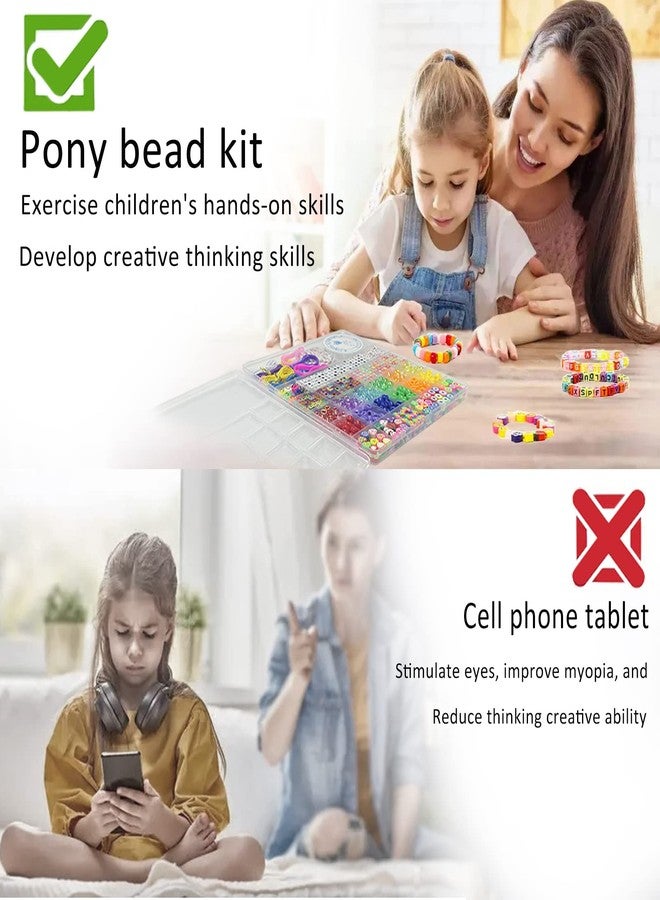 LIS HEGENSA 1000 Pcs DIY Childrens Crafts Beads Friendship Bracelet Kit, with Pony Beads Letter Beads and Bracelet Making Kit, Colorful Charms, Used for Custom Necklace Bracelets and Jewelry Decor - Image 4